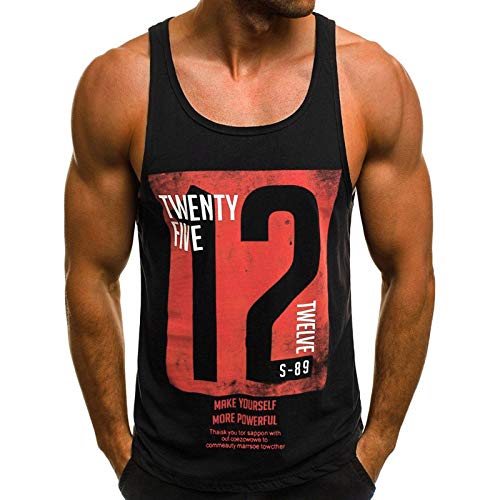 Celucke Muskelshirt Herren Sport Trägershirts Print, Tank Top Tanktops Männer Tankshirt Classic unterhemden Sommer Fitness Jogging Lässiges (Schwarz,XXL) von Celucke