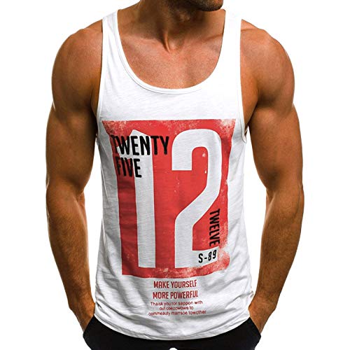 Celucke Muskelshirt Herren Sport Trägershirts Print, Tank Top Tanktops Männer Tankshirt Classic unterhemden Sommer Fitness Jogging Lässiges (Weiß,M) von Celucke