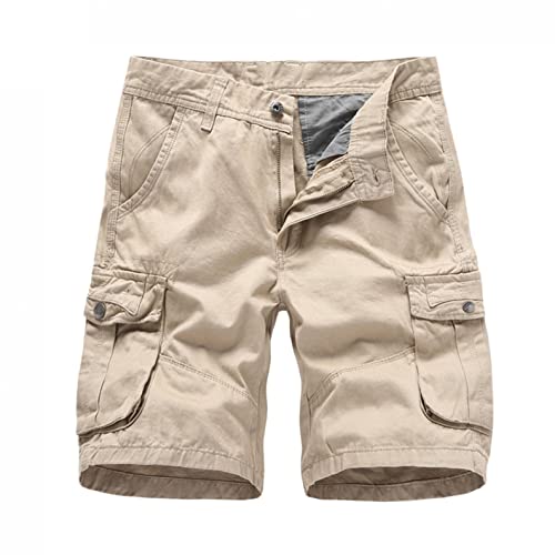 Celucke Oversize Chino Cargo Shorts Männer Sommer Bermuda Herren Casual Chinoshorts Cargoshorts Kurze Freizeithose Strand Urlaub Langlebig Bequeme (Gelb, W38) von Celucke