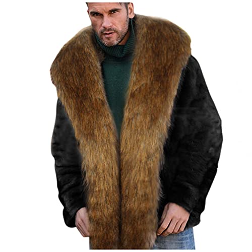 Celucke Pelzmantel Herren Kunstpelz Mantel Strickjacke Reverskragen Winterjacke Warme Verdicken Felljacke Pelz Jacke Faux Fur Pelzjacke Fellmantel von Celucke