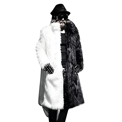 Celucke Pelzmantel Herren Lang Kunst Felljacke Pelzkragen,Felljacke Wind Coat Winterjacke Faux Pelz Fur von Celucke