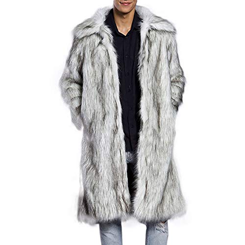 Celucke Pelzmantel Lang Kunst Felljacke Herren 5 Farbe Wind Coat,Männer Winterjacke Mantel Kunstpelz Jacke Faux Fur von Celucke