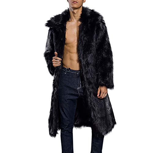 Celucke Pelzmantel Lang Kunst Felljacke Herren 5 Farbe Wind Coat,Männer Winterjacke Mantel Kunstpelz Jacke Faux Fur von Celucke