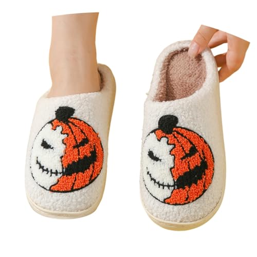 Celucke Plüsch Hausschuhe Damen Winter Warme Gefütterte Halloween Kürbis Pantoffeln mit Rutschfester Sohle Kuscheliger Slipper Cartoon Druck Geschlossene Filzpantoffeln Indoor Hauspantoffeln Celucke Plüsch Hausschuhe Damen Winter Warme Gefütterte Halloween Kürbis Pantoffeln mit Rutschfester Sohle Kuscheliger Slipper Cartoon Druck Geschlossene Filzpantoffeln Indoor Hauspantoffeln von Celucke