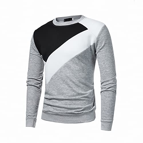 Celucke Pullover Herren Sweatshirt Ohne Kapuze Slim FitStehkragen Sweater Lose Sport Pulli mit Rundhalsausschnitt Shirts Tops(Grau,3XL) von Celucke