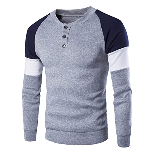 Celucke Pullover Herren Sweatshirt Ohne Kapuze Slim FitStehkragen Sweater Lose Sport Pulli mit Rundhalsausschnitt Shirts Tops(Grau,L) von Celucke