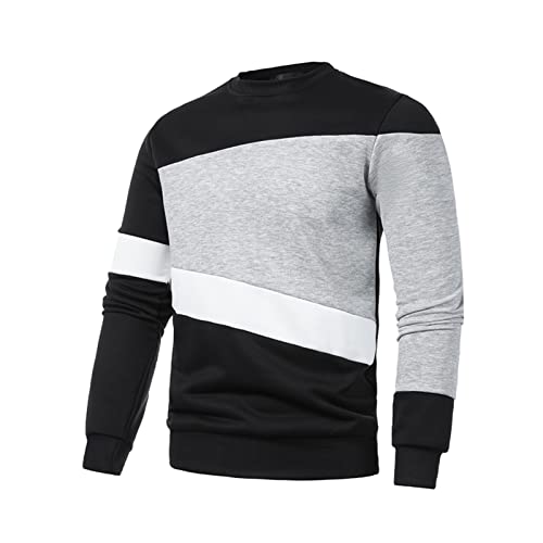 Celucke Pullover Herren Sweatshirt Ohne Kapuze Slim FitStehkragen Sweater Lose Sport Pulli mit Rundhalsausschnitt Shirts Tops(Schwarz,L) von Celucke