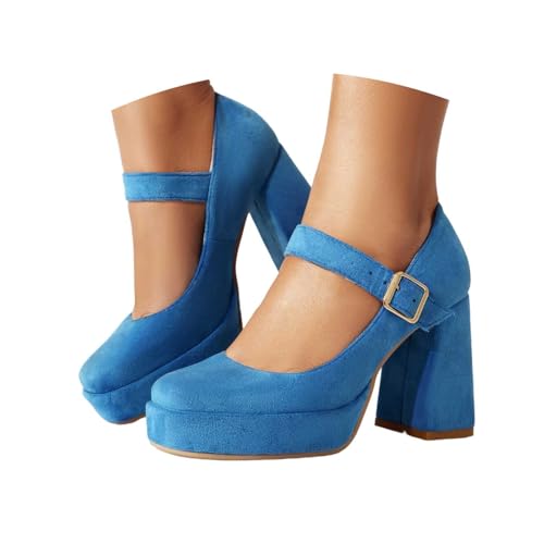 Celucke Pumps Damen Breite Füße Schuhe Elegant Absatzschuhe Kleiner mit Absatz Hochzeitsschuhe Sommer Tanzschuhe Bequem Damenschuhe Halbschuhe Highheels Trachtenschuhe für Riemchen Dirndl von Celucke