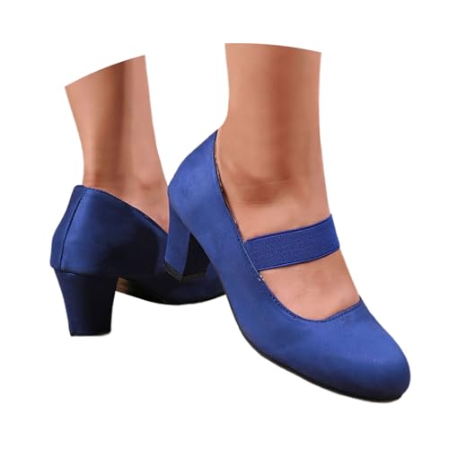 Celucke Pumps Damen Breite Füße Schuhe Elegant Absatzschuhe Kleiner mit Absatz Hochzeitsschuhe Sommer Tanzschuhe Bequem Damenschuhe Halbschuhe Highheels Trachtenschuhe für Riemchen Dirndl von Celucke
