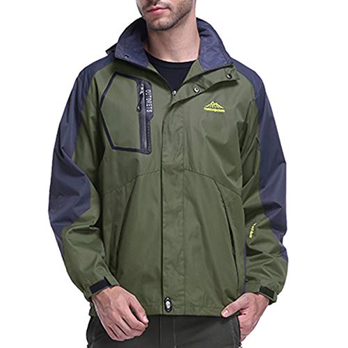 Celucke Regenjacke Herren Übergangsjacke Wasserdicht Winddicht Hooded Jacke, Windbreaker Winterjacke Männer Funktionsjacke Outdoorjacke Outwear Regenmantel Mit Kapuze (Armeegrün, 8XL) von Celucke