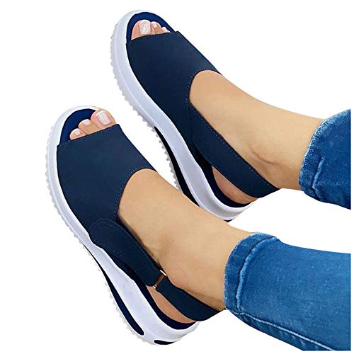 Celucke Sandalen Damen Dicker Boden Peeptoes Pumps Keilabsatz Römersandalen Espadrilles Strappy Hollow Out Sommerschuhe Strandsandalen Freizeitschuhe Outdoorschuhe von Celucke