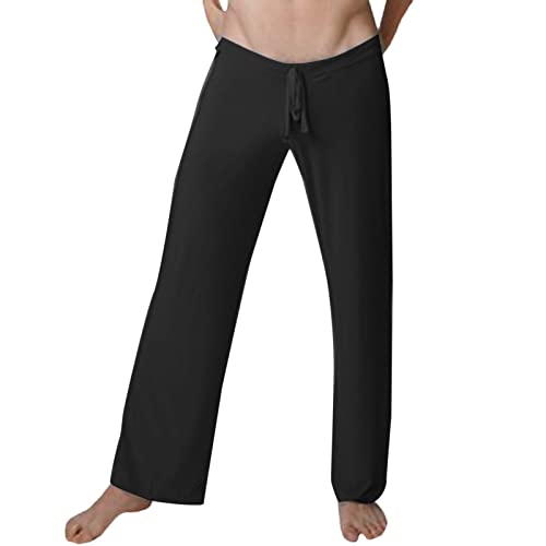 Celucke Schlafanzughose Herren Loungewear Lange Hose Heimhose Einfarbige Yogahose Soft Pyjamahose Freizeithose Home Haushose Schlafhose Sleep Pants von Celucke