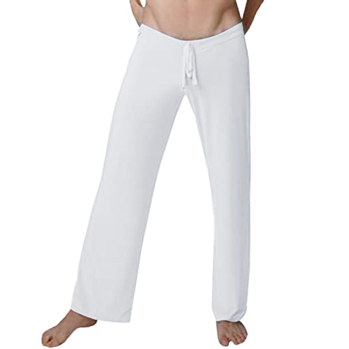 Celucke Schlafanzughose Herren Loungewear Lange Hose Heimhose Einfarbige Yogahose Soft Pyjamahose Freizeithose Home Haushose Schlafhose Sleep Pants von Celucke