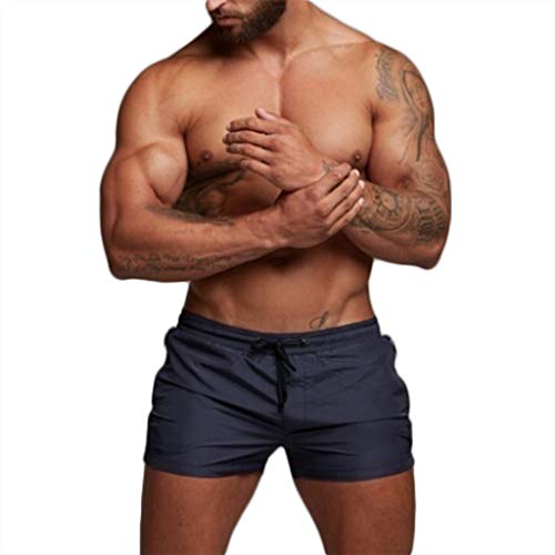 Celucke Sommer Badehose Herren Schwimmshorts mit Reißverschluss Taschen und Kordelzug, Männer Badeshorts Kurze Schwimmhose Bademode Schnelltrocknend (Blau, XL) von Celucke