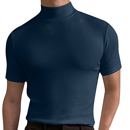 Celucke Sport T-Shirt Herren Tshirt mit Rollkragen Shirt Slim Fit Muskelshirts Sommer Kurzarm Schnell Trocknendes Rundhals Kurzarmshirt Einfarbig Stretch Sweatshirt Celucke Sport T-Shirt Herren Tshirt mit Rollkragen Shirt Slim Fit Muskelshirts Sommer Kurzarm Schnell Trocknendes Rundhals Kurzarmshirt Einfarbig Stretch Sweatshirt von Celucke