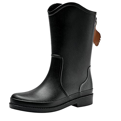 Celucke Stiefel Damen Gummistiefel Halbhoch Boots Ankle Rutschfeste Wasserdicht Regenstiefel Reitstiefel Stiefeletten Mode Gartenschuhe Schnee Schlupfstiefel von Celucke