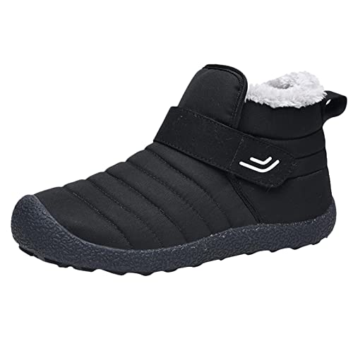 Celucke Stiefel Damen Winter Fleece Flach Schuhe Klettverschluss Ankle Boots Warme Schneestiefel Winterstiefel Wasserdichte Kurzschaft Wasserdichte Wanderstiefel Outdoorstiefel von Celucke