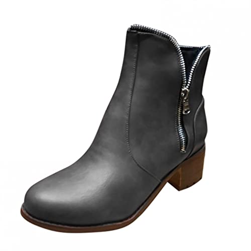 Celucke Stiefeletten Damen Ankle-Boots Flach Spitze Stiefel Kurzstiefel mit Reissverschluss, Frauen Wildleder Schuhe Bequem Damenschuhe Mode Elegant Halbstiefel von Celucke