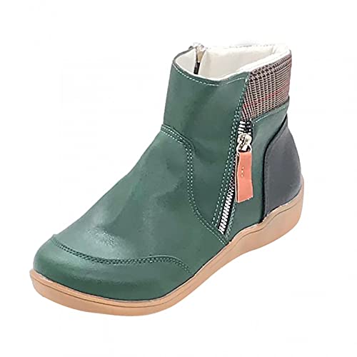 Celucke Stiefeletten Damen Ankle-Boots Kurze Stiefel Retro Winterstiefel Doppelreißverschluss Chelsea Boots Rutschfeste Schuhe Damenschuhe von Celucke