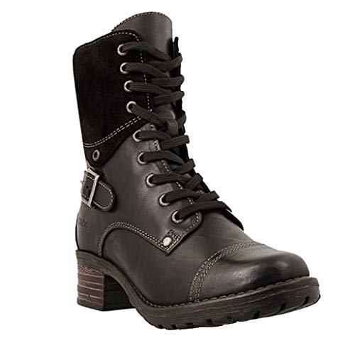 Celucke Stiefeletten Damen Ankle-Boots mit Reißverschluss, Schnürstiefel Frauen Klassische Winterstiefel Chukka Stiefel Combat Boots (Schwarz, 38) von Celucke