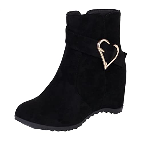 Celucke Stiefeletten Damen Booties mit Keilabsatz High Heels Ankle Boots Herbst Winter Stiefel Schneestiefel Stiefelette Knöchel Schuhe von Celucke