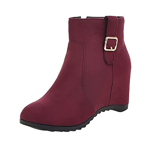 Celucke Stiefeletten Damen Booties mit Keilabsatz High Heels Ankle Boots Herbst Winter Stiefel Schneestiefel Stiefelette Knöchel Schuhe von Celucke