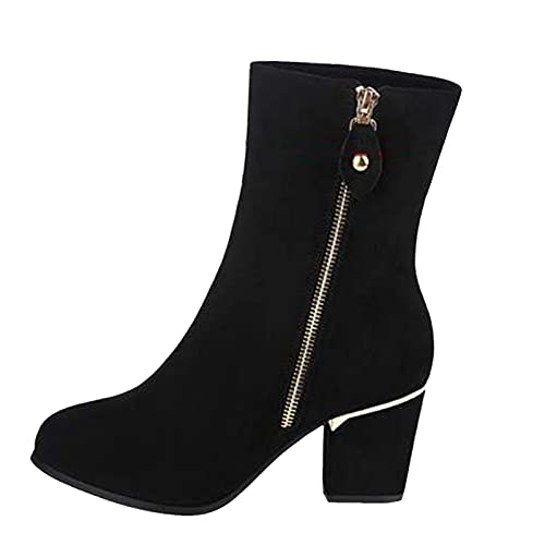 Celucke Stiefeletten Damen Chunky Boots Heels Plateau Damenstiefel Freizeitstiefel Bequeme Damenstiefeletten Herbst Winter von Celucke