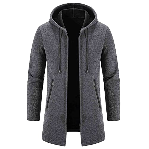 Celucke Strickjacke Herren Fleece Sweatjacke Winter Warme Übergangsjacke Cardigan Mit Reißverschluss Strick Pullover Pulli Freizeit Jacke(Dunkelgrau,XXL) von Celucke