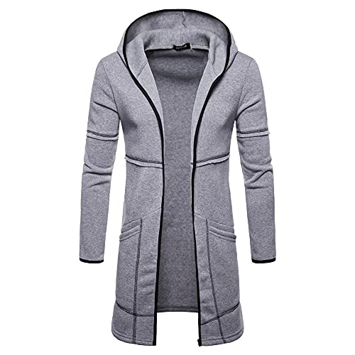 Celucke Strickjacke Herren Mittlere Länge Kapuzenjacke Lang Sweatjacke Langarm Hoodie Pullover Kapuzenpulli Jacken Sweatshirt Kapuzenjacke von Celucke