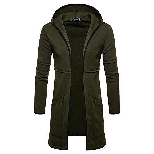 Celucke Strickjacke Herren Mittlere Länge Kapuzenjacke Lang Sweatjacke Langarm Hoodie Pullover Kapuzenpulli Jacken Sweatshirt Kapuzenjacke von Celucke