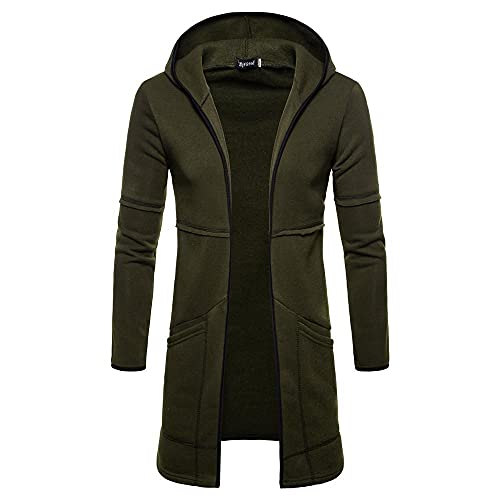 Celucke Strickjacke Herren Mittlere Länge Kapuzenjacke Lang Sweatjacke Langarm Hoodie Pullover Kapuzenpulli Jacken Sweatshirt Kapuzenjacke von Celucke