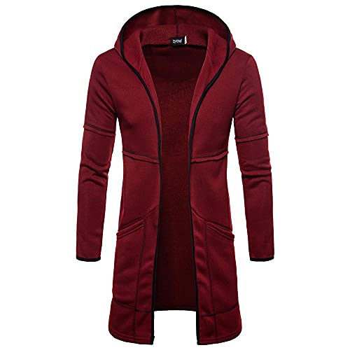 Celucke Strickjacke Herren Mittlere Länge Kapuzenjacke Lang Sweatjacke Langarm Hoodie Pullover Kapuzenpulli Jacken Sweatshirt Kapuzenjacke von Celucke