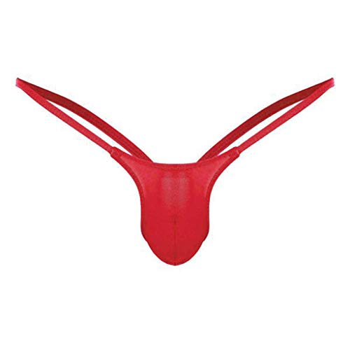 Celucke String Herren Mini Slips Reizwäsche Tangas, Hipster Unterwäsche Männer Erotische Wäsche Reizwäsche Dessous Bikini Strings Höschen Schlüpfer (A - Rot, XXXXL) von Celucke