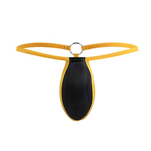 Celucke String Herren Tangas Mini Slips Bikini Strings Höschen Männer Erotische Wäsche Bequeme Reizwäsche Mode Unterwäsche (B - Gelb, S) von Celucke