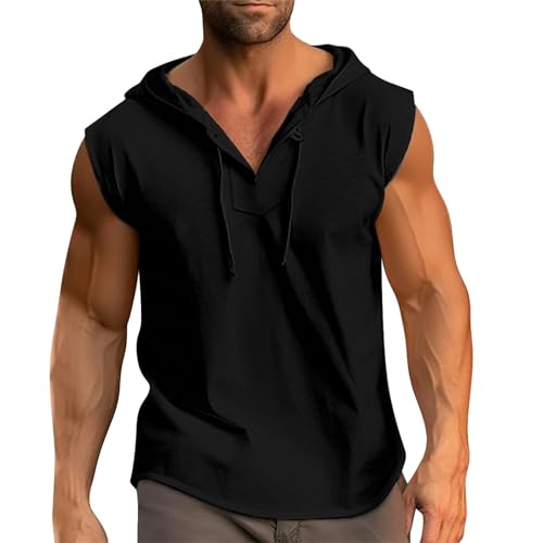 Celucke Tank Top Herren mit Kapuze Muscle Shirt Gym Activewear Tanktop Kapuzenpullover Fitness Muskelshirts T-Shirt Ärmellose Weste Boxen Training Under Armour Kleidung Swingerclub Outfit von Celucke
