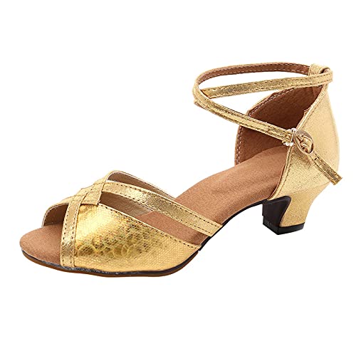 Celucke Tanzschuhe Damen Strass Pumps Open-Toe-Schuhe Glänzend Brautschuhe Blockabsatz Sandalen Niedrige Absätze Latein Tanzen Party Schuhe Abendschuhe Mode Frauen Hochzeitsschuhe 37-42 von Celucke