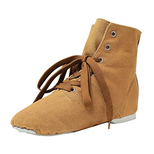 Celucke Tanzstiefel Canvas Jazzschuhe Ballettschuhe Tanzschuhe Damen Schnür Jazzschuh Segeltuch Tanz Flache Ballsaal Moderne Jazz Tanzstiefel für Mädchen Schnürschuhe Jazzschuh Tanzschuhe von Celucke