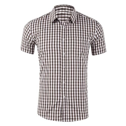 Celucke Trachtenhemd Herren Kurzarm-Hemden Oktoberfest Kariertes Flanellhemd holzfäller Hemd Freizeithemd Männer Checked Shirt Freizeit Business Party von Celucke