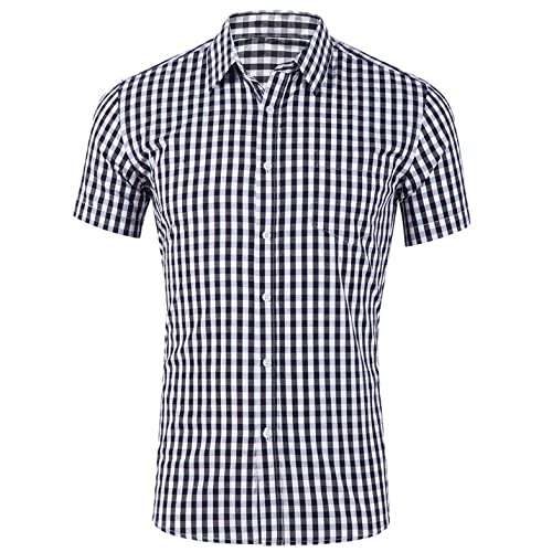 Celucke Trachtenhemd Herren Kurzarm-Hemden Oktoberfest Kariertes Flanellhemd holzfäller Hemd Freizeithemd Männer Checked Shirt Freizeit Business Party von Celucke