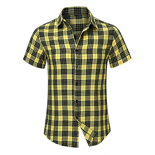 Celucke Trachtenhemd für Trachten Herren Freizeit Hemd Oktoberfest Wiesn Slim-fit Männer Freizeithemd Trachten Shirt Hemden Kariert Flanellhemd Business Party Top von Celucke