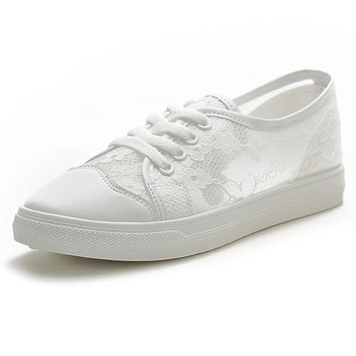 Celucke Trachtenschuhe Damen Dirndl Schuhe Spitze Turnschuhe Trachten Sneaker Flache Dirndlschuhe Atmungsaktive Stoffschuhe Für Oktoberfest 35-43 von Celucke