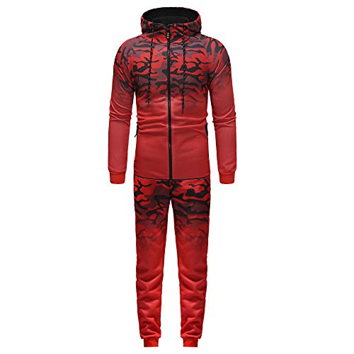 Celucke Trainingsanzug Herren Baumwolle Jogginganzug Set Winter Frühling Sportanzug, Jacke Kapuzenjacke + Hosen Jogginghose von Celucke