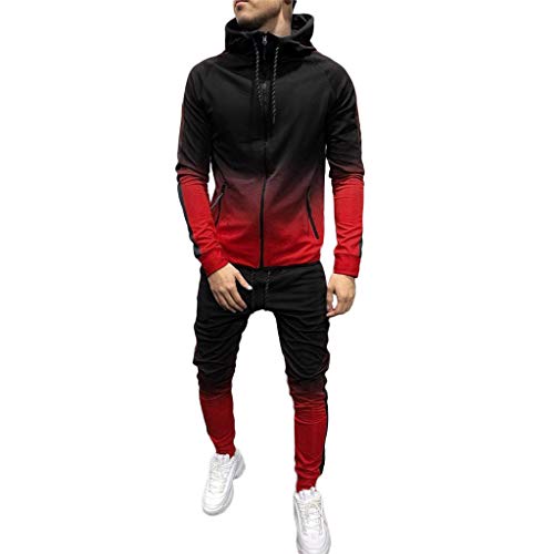 Celucke Trainingsanzug Herren Baumwolle Jogginganzug Set Winter Frühling Sportanzug Slim Fit, Jacke Kapuzenjacke + Hosen Jogginghose von Celucke