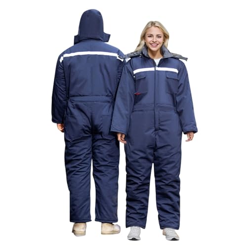 Celucke Unisex Overallanzug Hohe Sichtbarkeit Wwasserdicht Arbeitskleidung Einfarbige Verdickter Warme Winter mit Kapuze Wasserdichter Arbeits-Overall Schutzkleidung Herren Damen von Celucke