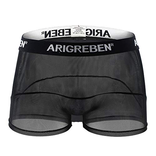 Celucke Unterhosen Männer Reizunterwäsche aus EIS Seide, Herren Boxershorts Transparent Unterwäsche Hüftslips Retroshorts Hipster Fitted Boxer Shorts von Celucke