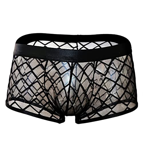 Celucke Unterwäsche Herren Transparent, Männer Niedrige Taille Mesh Boxer Beule Comfy Shorts Unterhose Unterwäsche von Celucke