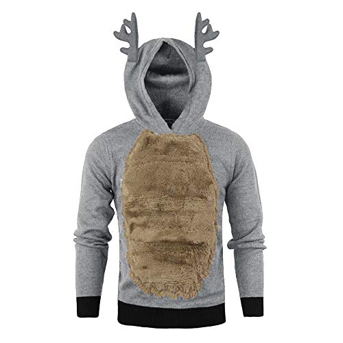 Celucke Weihnachten Hoodie Herren Rentier Stil mit Fleece Verdickte, Winter Warm Kapuzenpullover Langarm Pullover mit Kapuze von Celucke