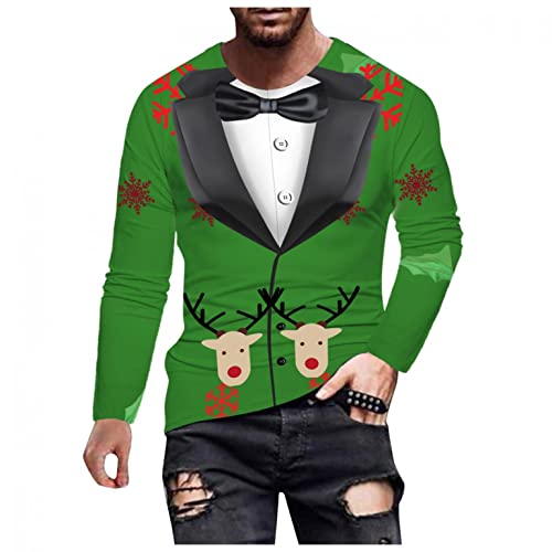 Celucke Weihnachtspullover Hässliche Pullover Herren Lustige 3D Druck Langarm Ugly Christmas Sweater Weihnachtspulli Männer Rundhals Pulli Sweatshirt M-3XL von Celucke