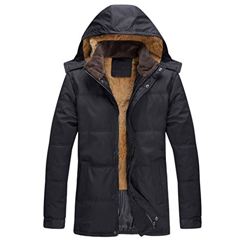Celucke Winterjacke Herren Gefüttert Wattierte Jacke Warme Dicke Winter Parka mit Kapuze, Männer Daunenparka Mode Kapuzenjacke Steppjacke (Schwarz, M) von Celucke