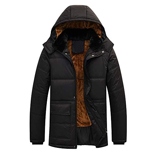 Celucke Winterjacke Herren Gefüttert Wattierte Jacke Warme Dicke Winter Parka mit Kapuze, Männer Daunenparka Mode Kapuzenjacke Steppjacke (Schwarz, XXXXL) von Celucke